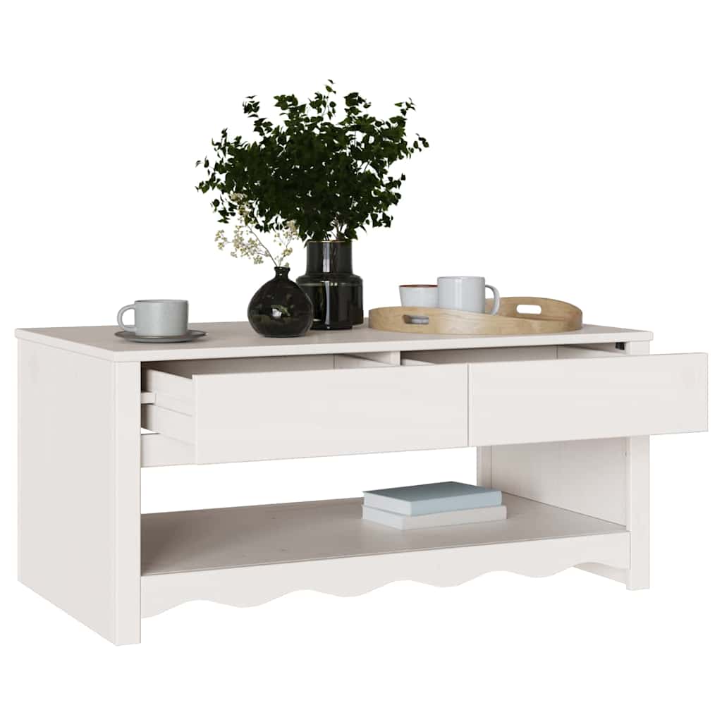 Salontafel Drammen Wit 99 x 55 x 45 cm Massief grenenhout is nu te koop bij PeponiXL, paradijselijk wonen!