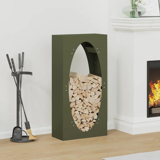 Brandhoutrek 50x23x100 cm koudgewalst staal olijfgroen is nu te koop bij PeponiXL, paradijselijk wonen!