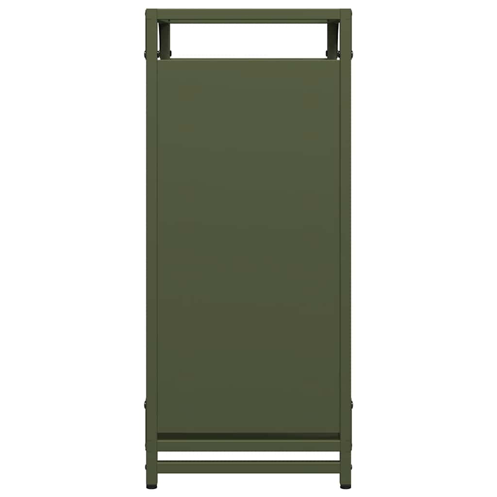 Brandhoutrek 44x28x65 cm koudgewalst staal olijfgroen is nu te koop bij PeponiXL, paradijselijk wonen!