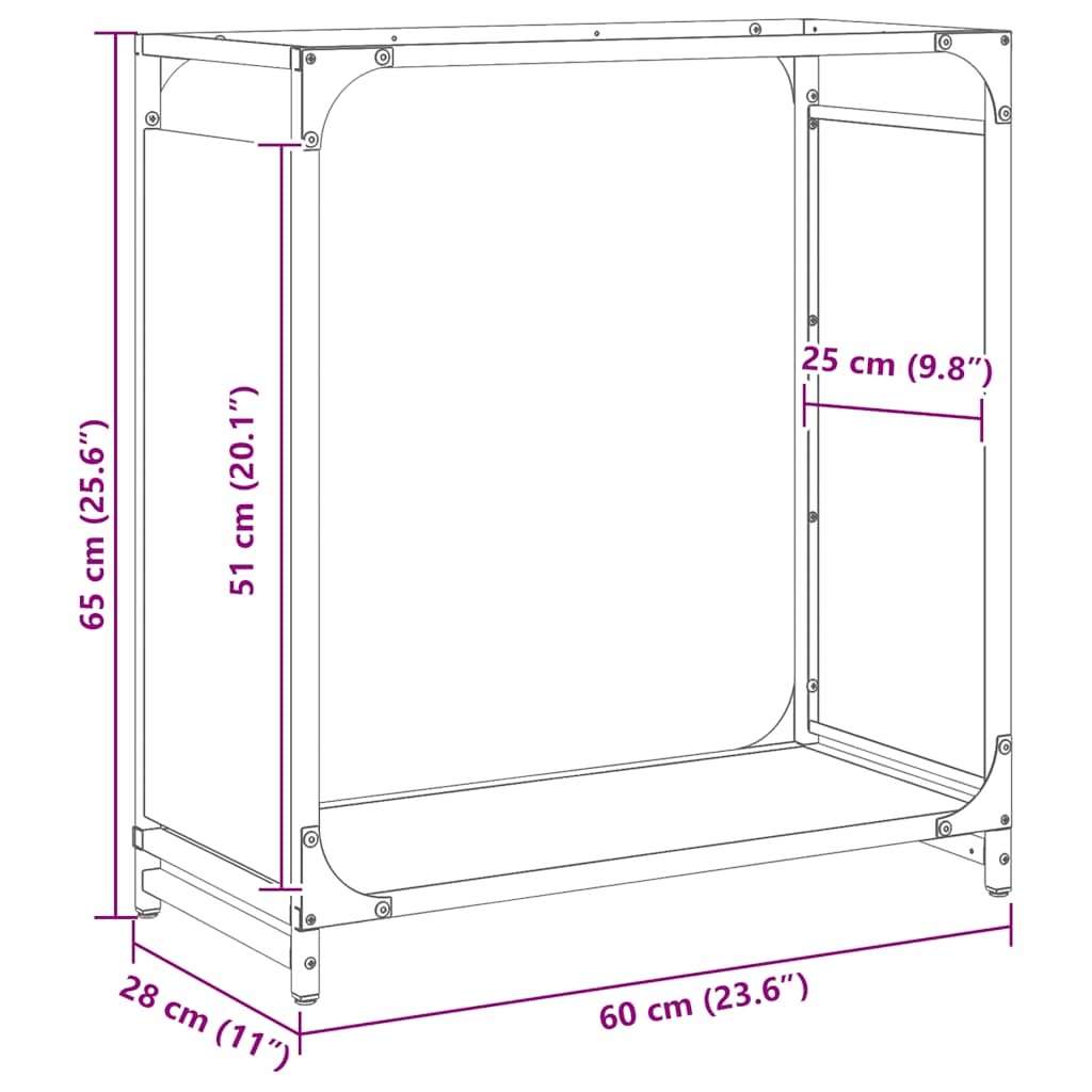 Brandhoutrek 60x28x65 cm koudgewalst staal wit is nu te koop bij PeponiXL, paradijselijk wonen!