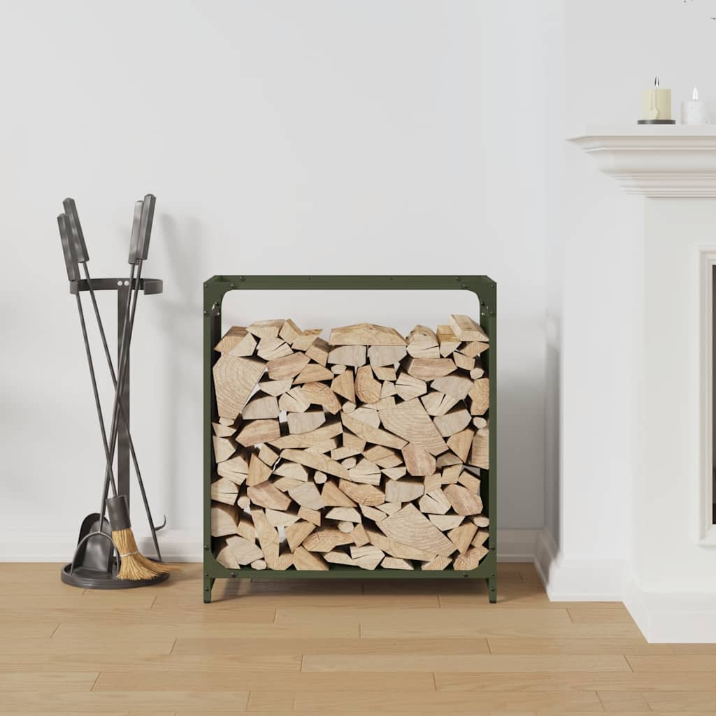 Brandhoutrek 60x28x65 cm koudgewalst staal olijfgroen is nu te koop bij PeponiXL, paradijselijk wonen!