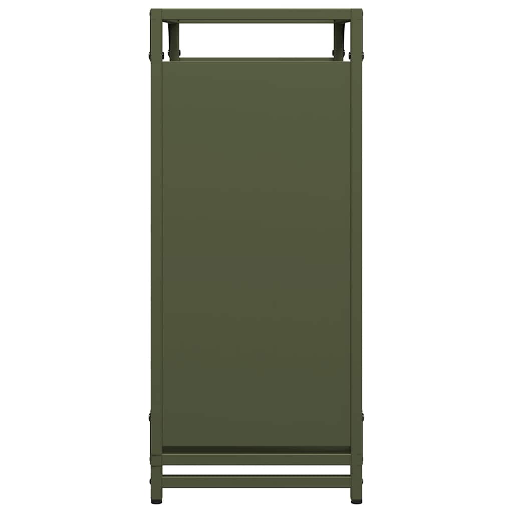 Brandhoutrek 60x28x65 cm koudgewalst staal olijfgroen is nu te koop bij PeponiXL, paradijselijk wonen!