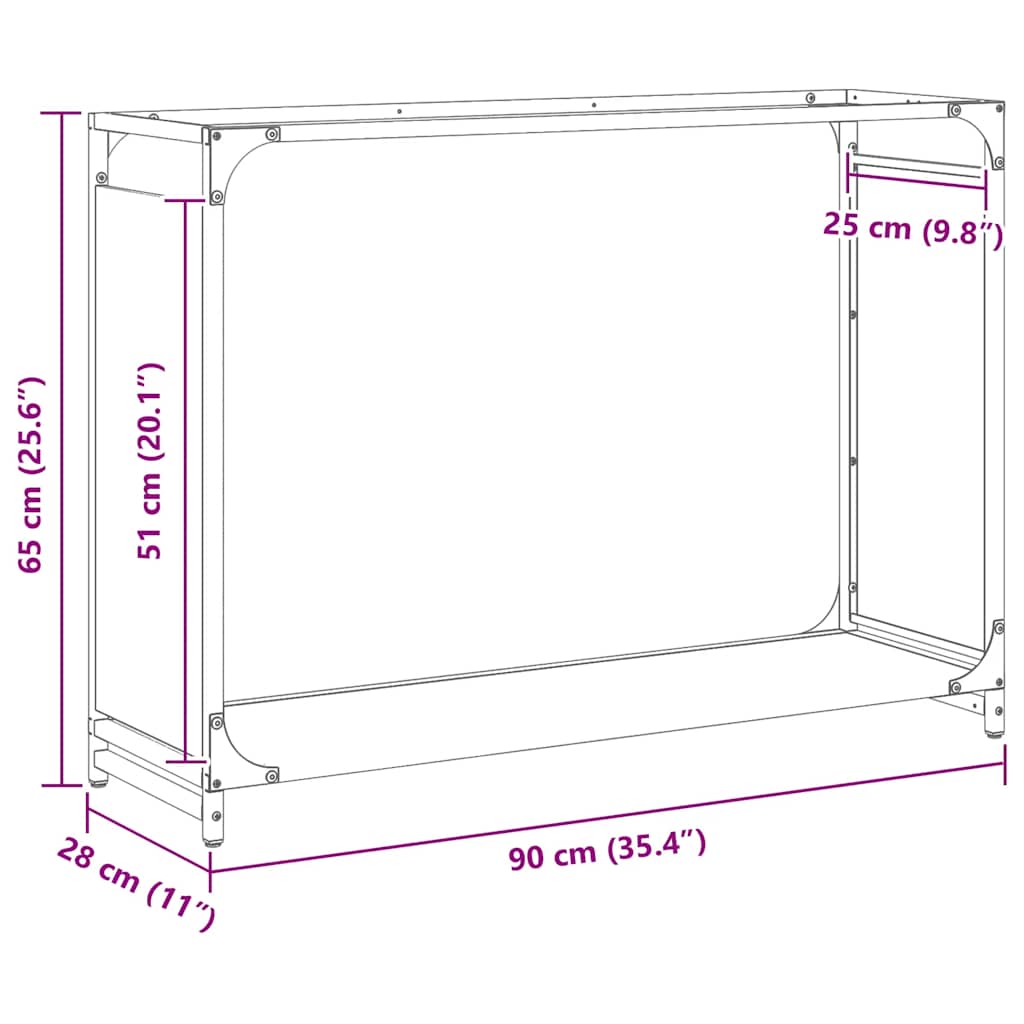 Brandhoutrek 90x28x65 cm koudgewalst staal antracietkleurig is nu te koop bij PeponiXL, paradijselijk wonen!