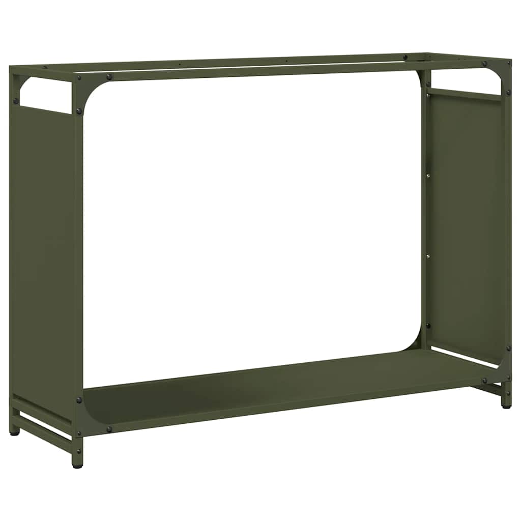 Brandhoutrek 90x28x65 cm koudgewalst staal olijfgroen is nu te koop bij PeponiXL, paradijselijk wonen!