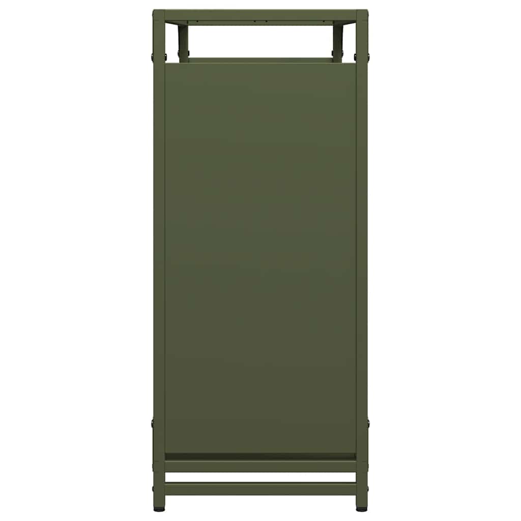 Brandhoutrek 90x28x65 cm koudgewalst staal olijfgroen is nu te koop bij PeponiXL, paradijselijk wonen!