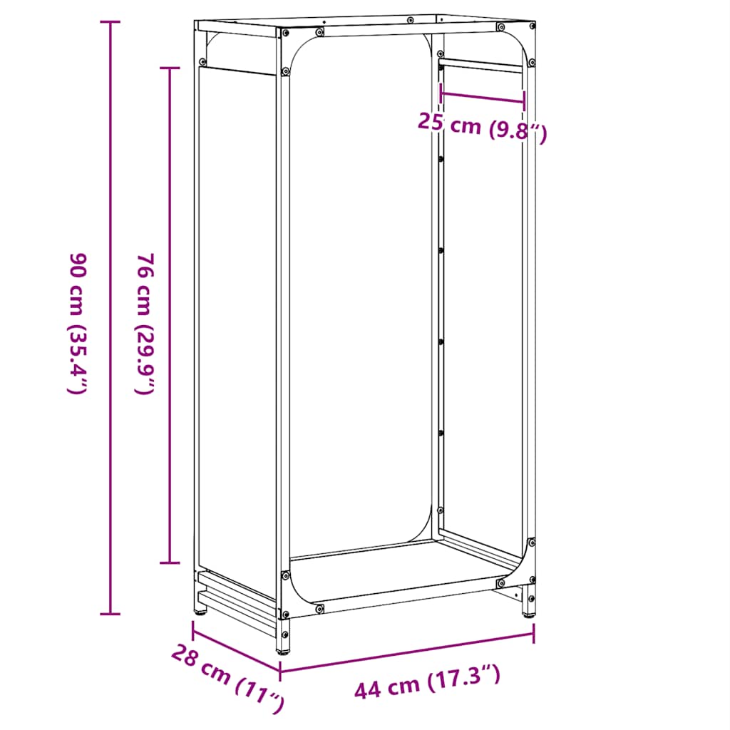 Brandhoutrek 44x28x90 cm koudgewalst staal antracietkleurig is nu te koop bij PeponiXL, paradijselijk wonen!