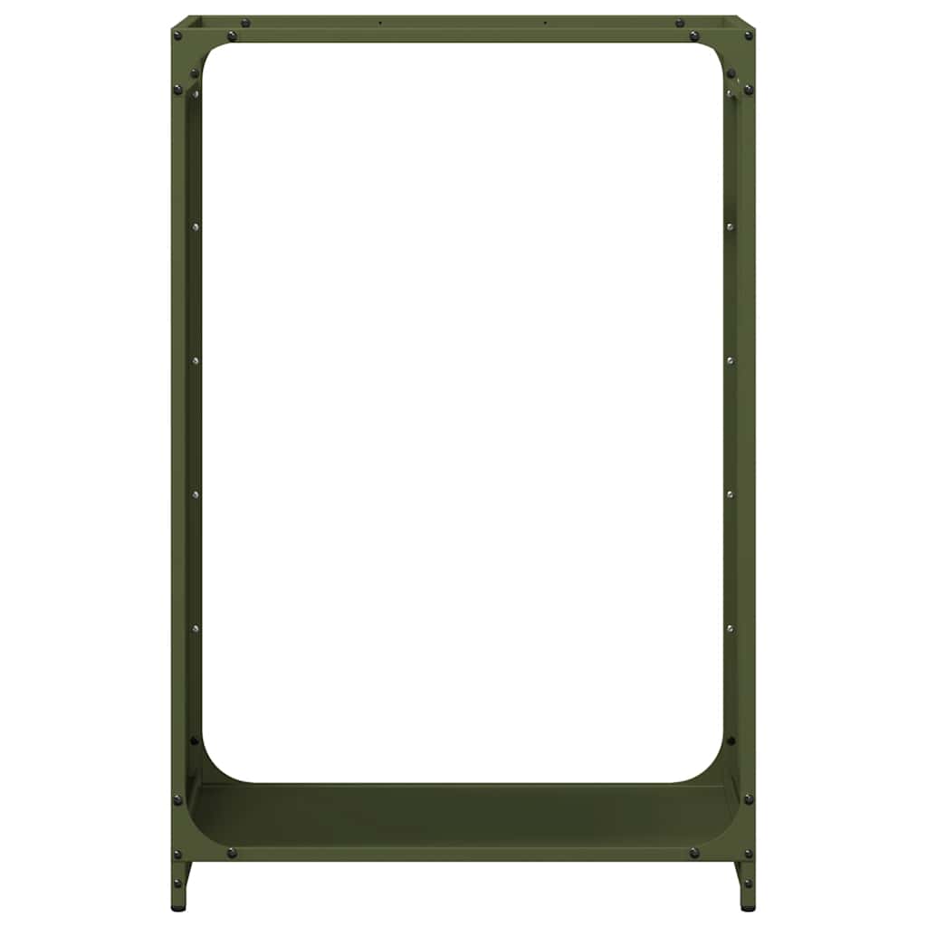 Brandhoutrek 60x28x90 cm koudgewalst staal olijfgroen is nu te koop bij PeponiXL, paradijselijk wonen!