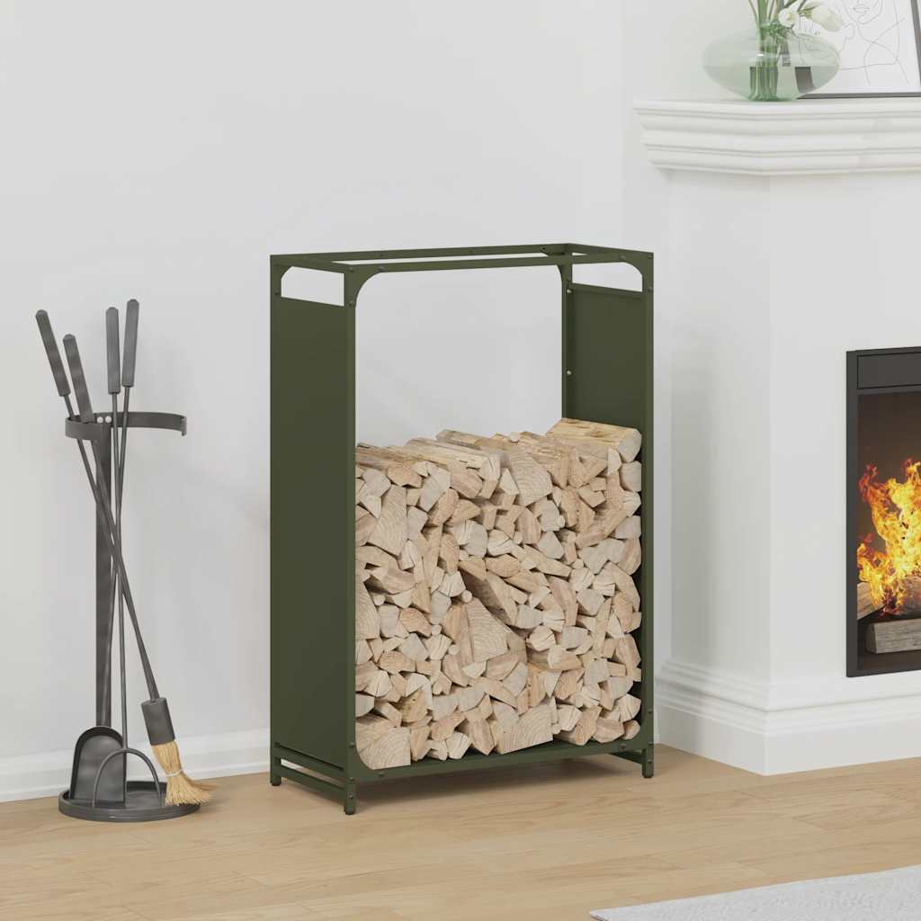 Brandhoutrek 60x28x90 cm koudgewalst staal olijfgroen is nu te koop bij PeponiXL, paradijselijk wonen!
