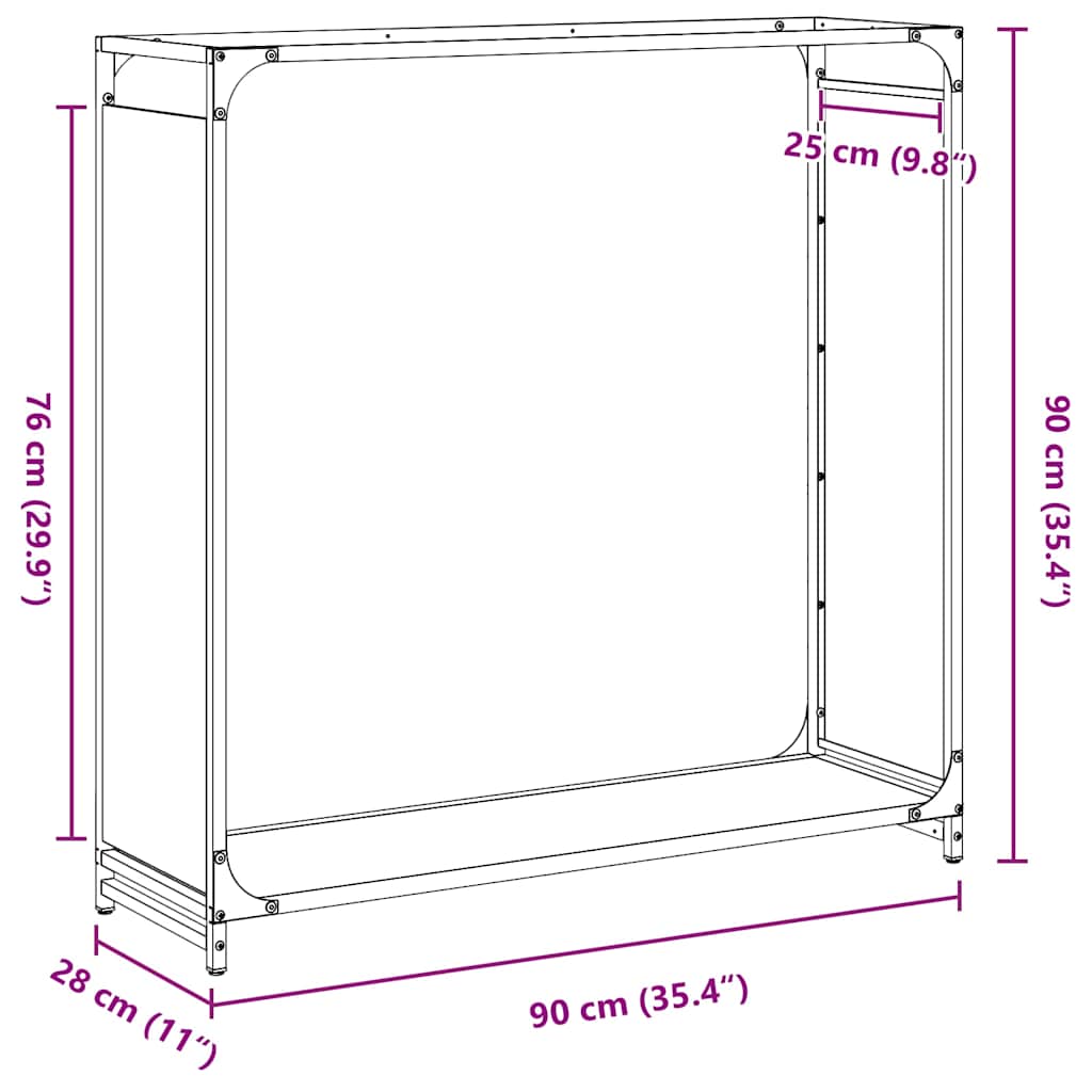 Brandhoutrek 90x28x90 cm koudgewalst staal zwart is nu te koop bij PeponiXL, paradijselijk wonen!