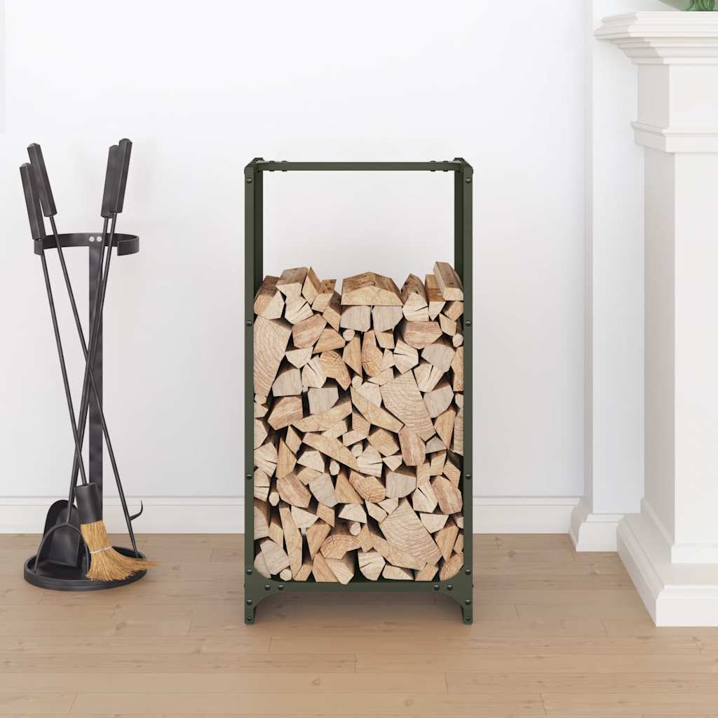 Brandhoutrek 40x30x80 cm koudgewalst staal olijfgroen is nu te koop bij PeponiXL, paradijselijk wonen!