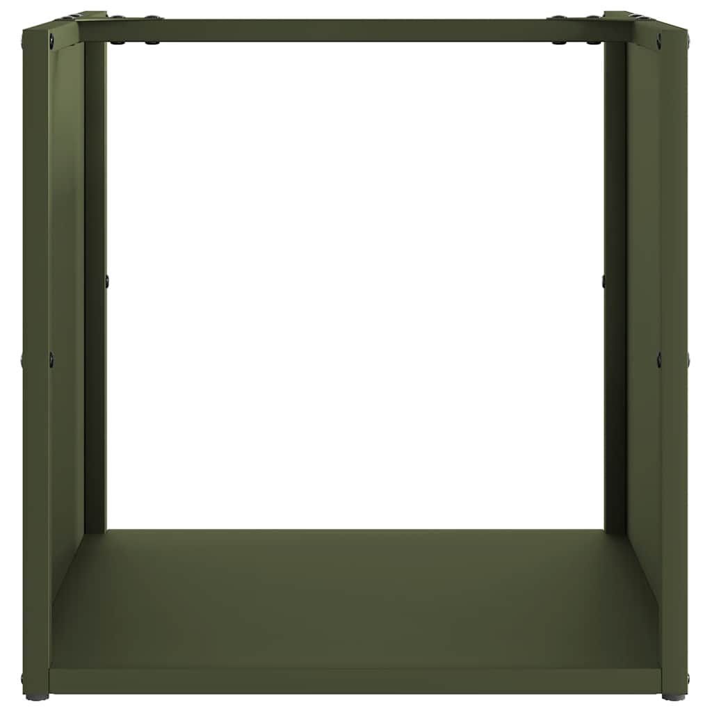 Brandhoutrek 40x40x40 cm koudgewalst staal olijfgroen is nu te koop bij PeponiXL, paradijselijk wonen!