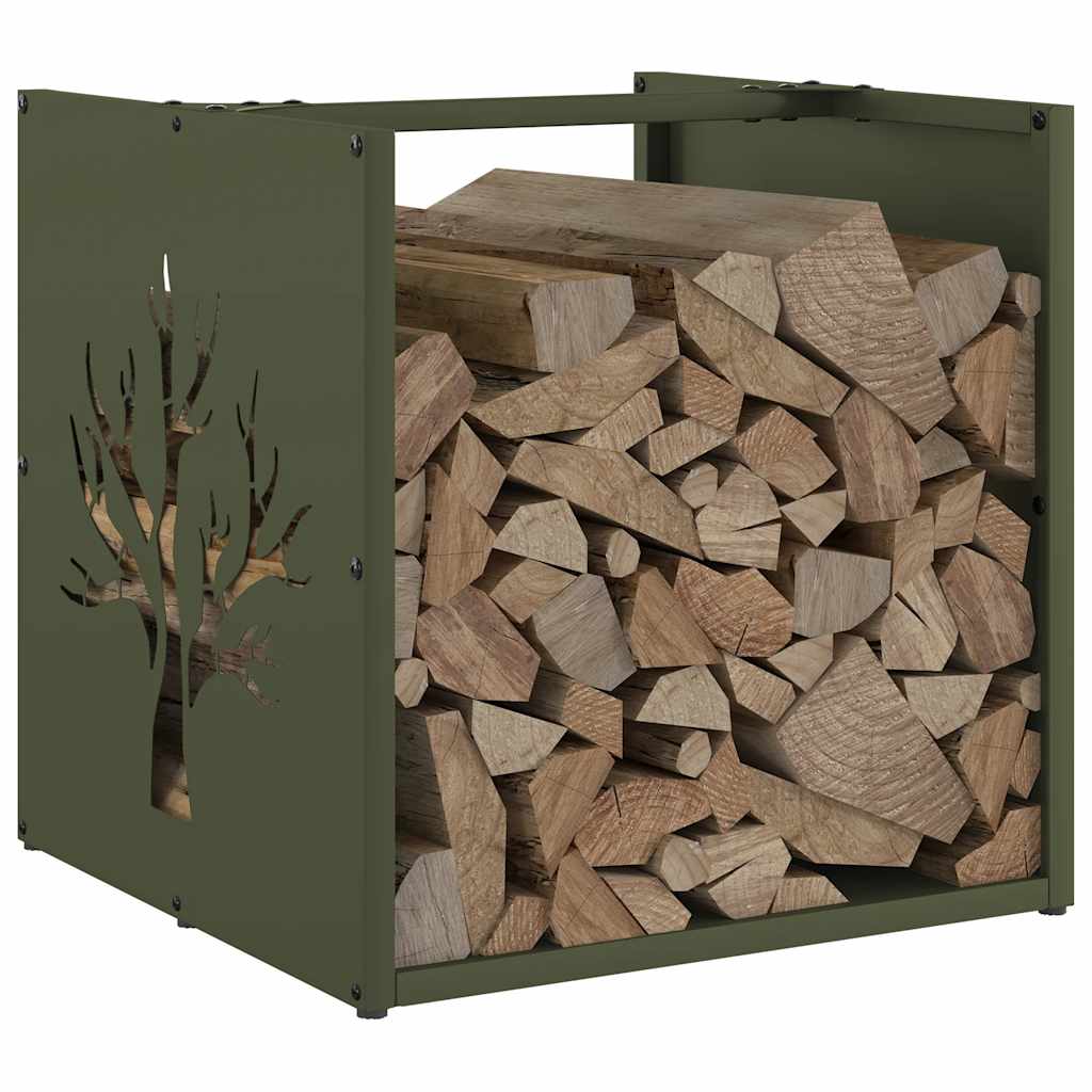 Brandhoutrek 40x40x40 cm koudgewalst staal olijfgroen is nu te koop bij PeponiXL, paradijselijk wonen!