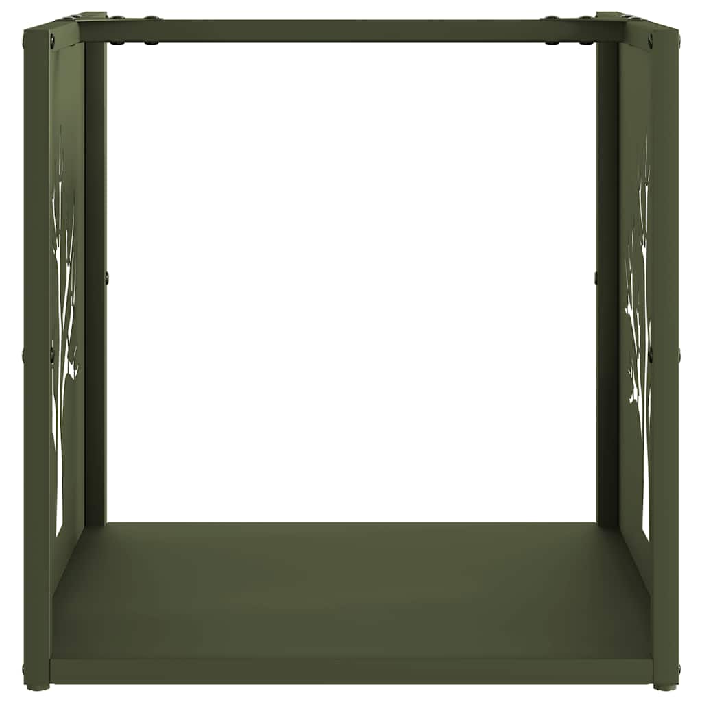 Brandhoutrek 40x40x40 cm koudgewalst staal olijfgroen is nu te koop bij PeponiXL, paradijselijk wonen!