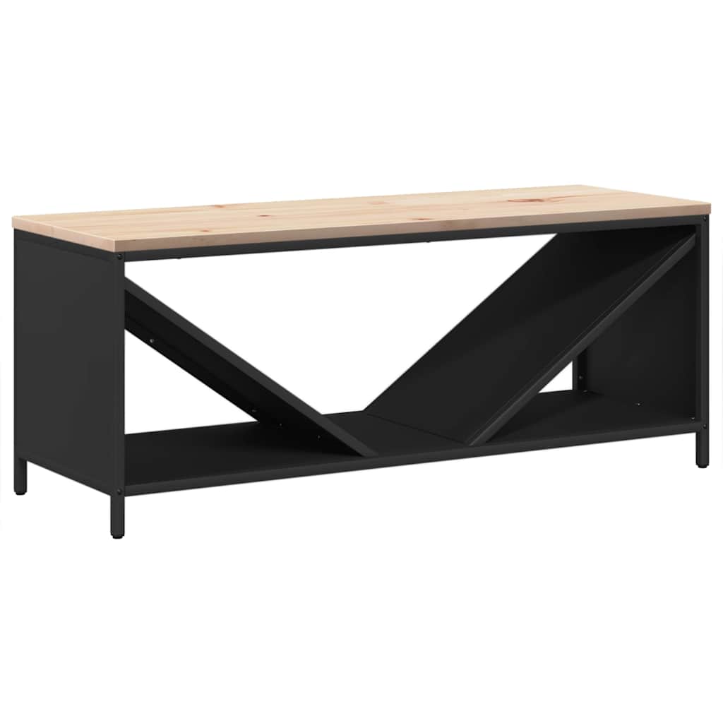 Brandhoutrek met houten blad 100,5x35,5x40 cm zwart is nu te koop bij PeponiXL, paradijselijk wonen!