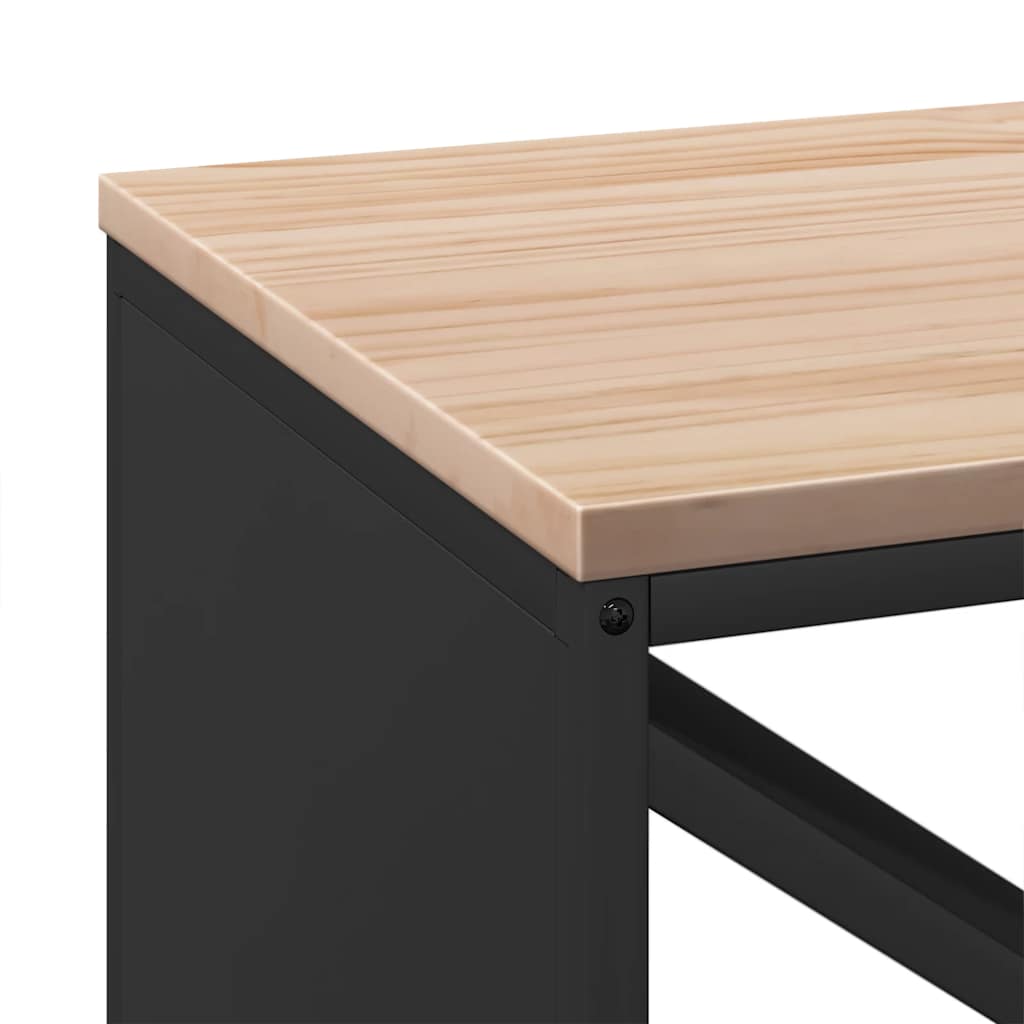 Brandhoutrek met houten blad 100,5x35,5x40 cm zwart is nu te koop bij PeponiXL, paradijselijk wonen!