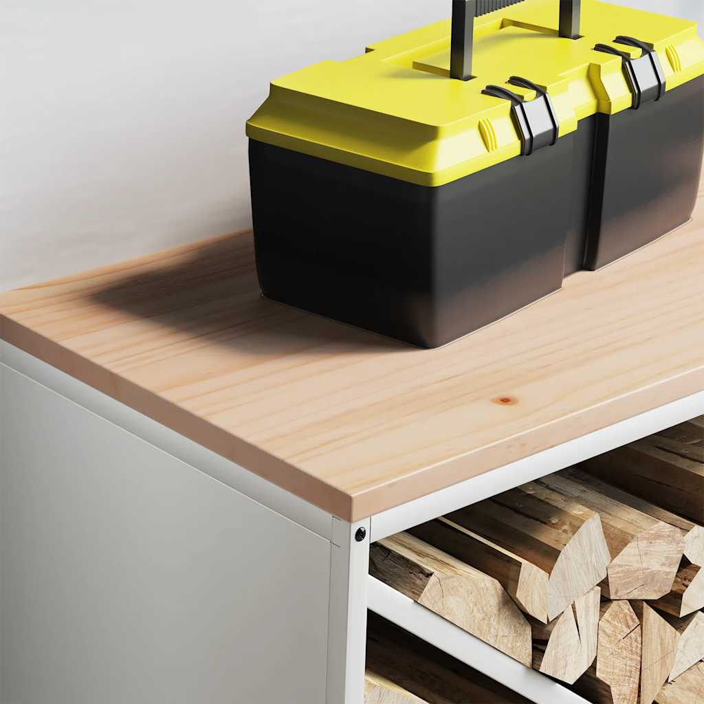 Brandhoutrek met houten blad 100,5x35,5x40 cm wit is nu te koop bij PeponiXL, paradijselijk wonen!