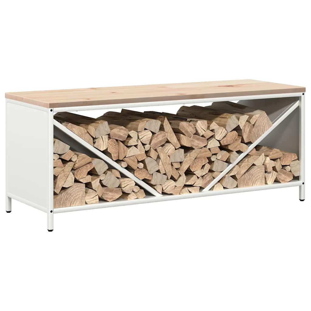 Brandhoutrek met houten blad 100,5x35,5x40 cm wit is nu te koop bij PeponiXL, paradijselijk wonen!