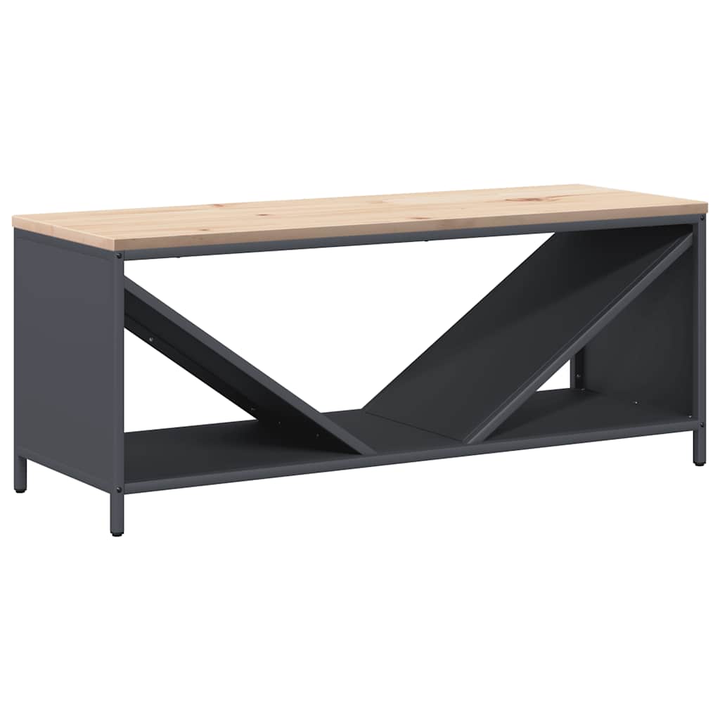 Brandhoutrek met houten blad 100,5x35,5x40 cm antracietkleurig is nu te koop bij PeponiXL, paradijselijk wonen!