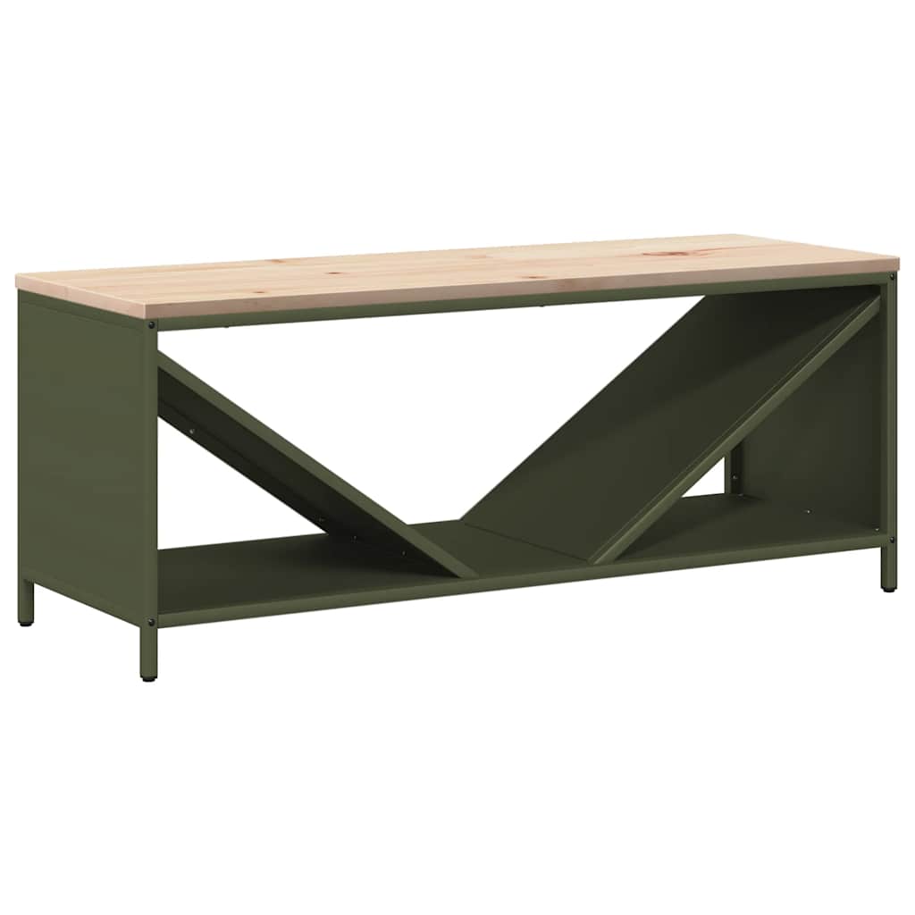 Brandhoutrek met houten blad olijfgroen 100,5x35,5x40 cm is nu te koop bij PeponiXL, paradijselijk wonen!