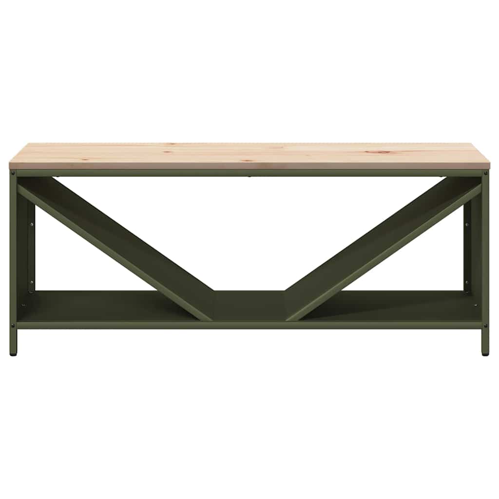 Brandhoutrek met houten blad olijfgroen 100,5x35,5x40 cm is nu te koop bij PeponiXL, paradijselijk wonen!