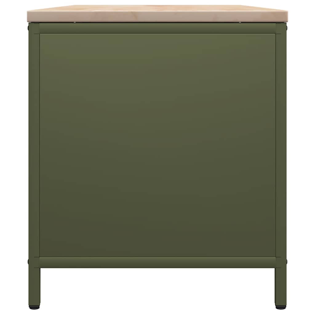 Brandhoutrek met houten blad olijfgroen 100,5x35,5x40 cm is nu te koop bij PeponiXL, paradijselijk wonen!