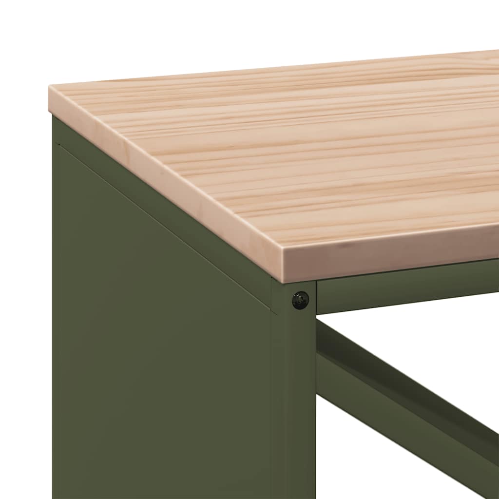 Brandhoutrek met houten blad olijfgroen 100,5x35,5x40 cm is nu te koop bij PeponiXL, paradijselijk wonen!