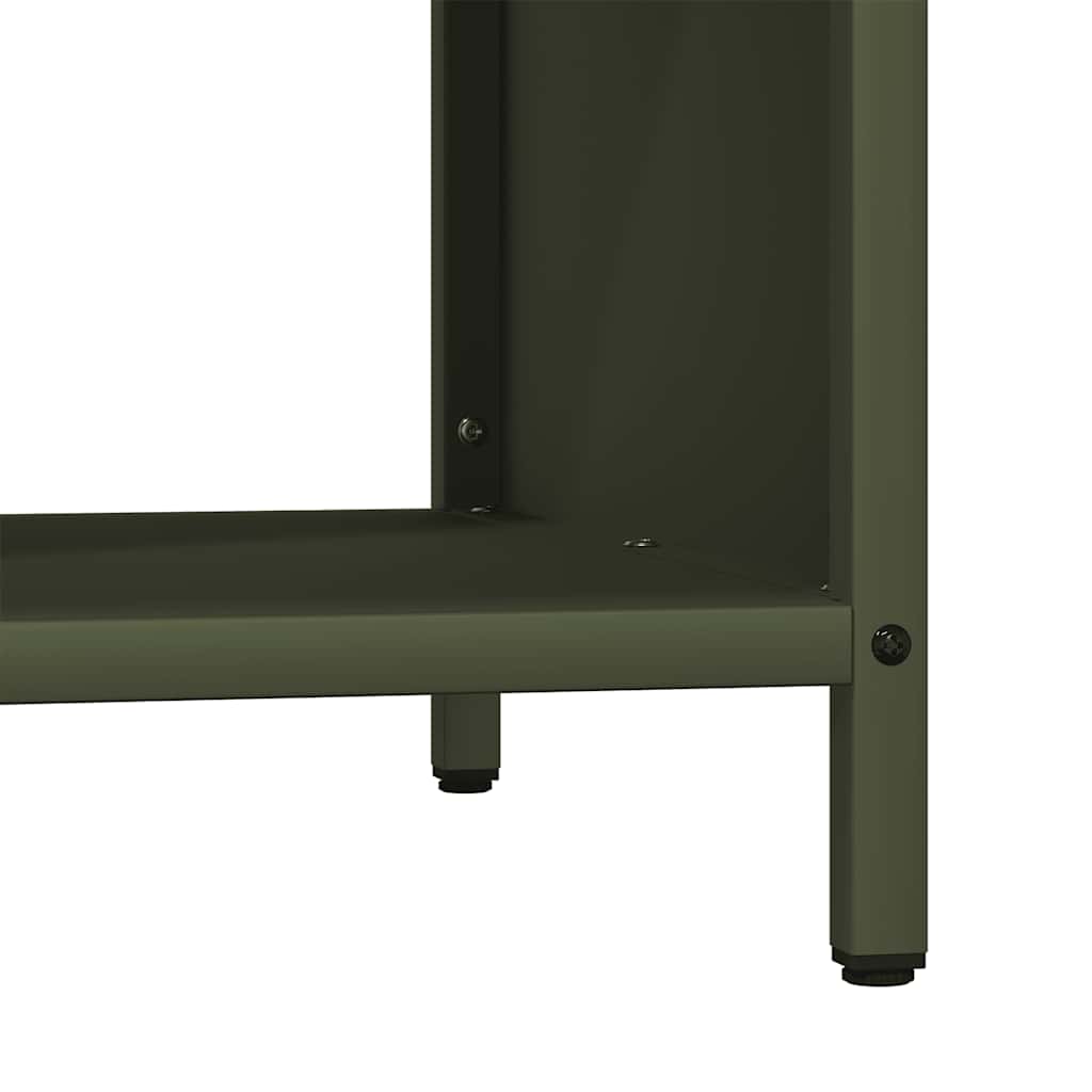 Brandhoutrek met houten blad olijfgroen 100,5x35,5x40 cm is nu te koop bij PeponiXL, paradijselijk wonen!