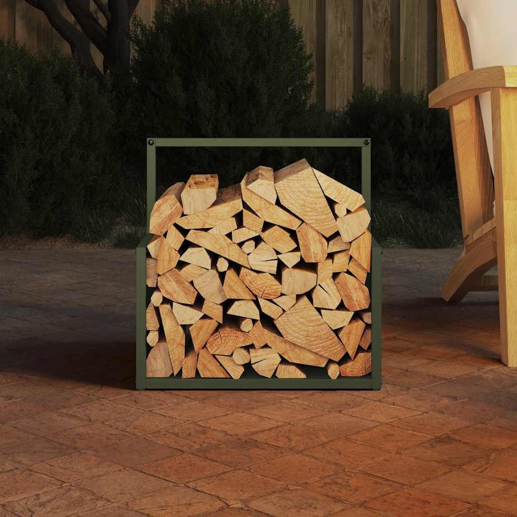 Brandhoutrek 40x40x40 cm koudgewalst staal olijfgroen is nu te koop bij PeponiXL, paradijselijk wonen!