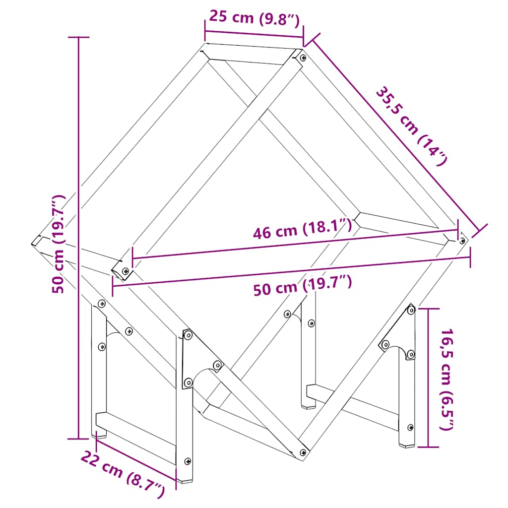Brandhoutrek 50x25x50 cm koudgewalst staal wit is nu te koop bij PeponiXL, paradijselijk wonen!