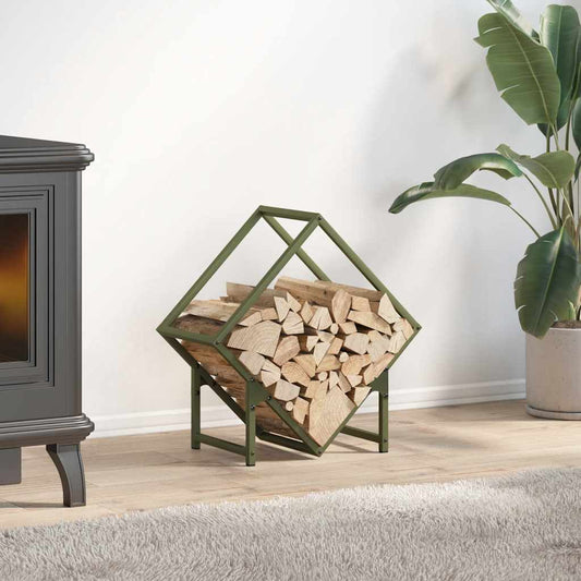 Brandhoutrek 50x25x50 cm koudgewalst staal olijfgroen is nu te koop bij PeponiXL, paradijselijk wonen!
