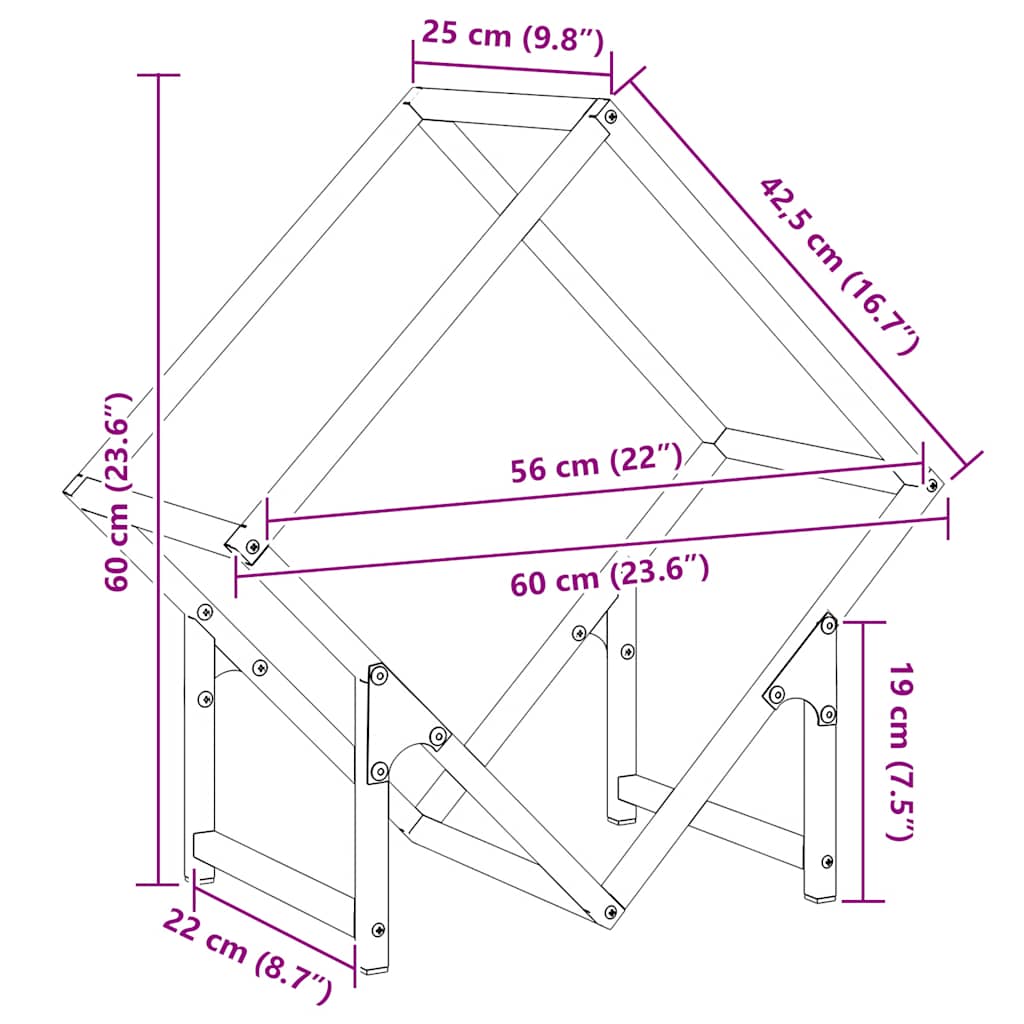 Brandhoutrek 60x25x60 cm koudgewalst staal wit is nu te koop bij PeponiXL, paradijselijk wonen!