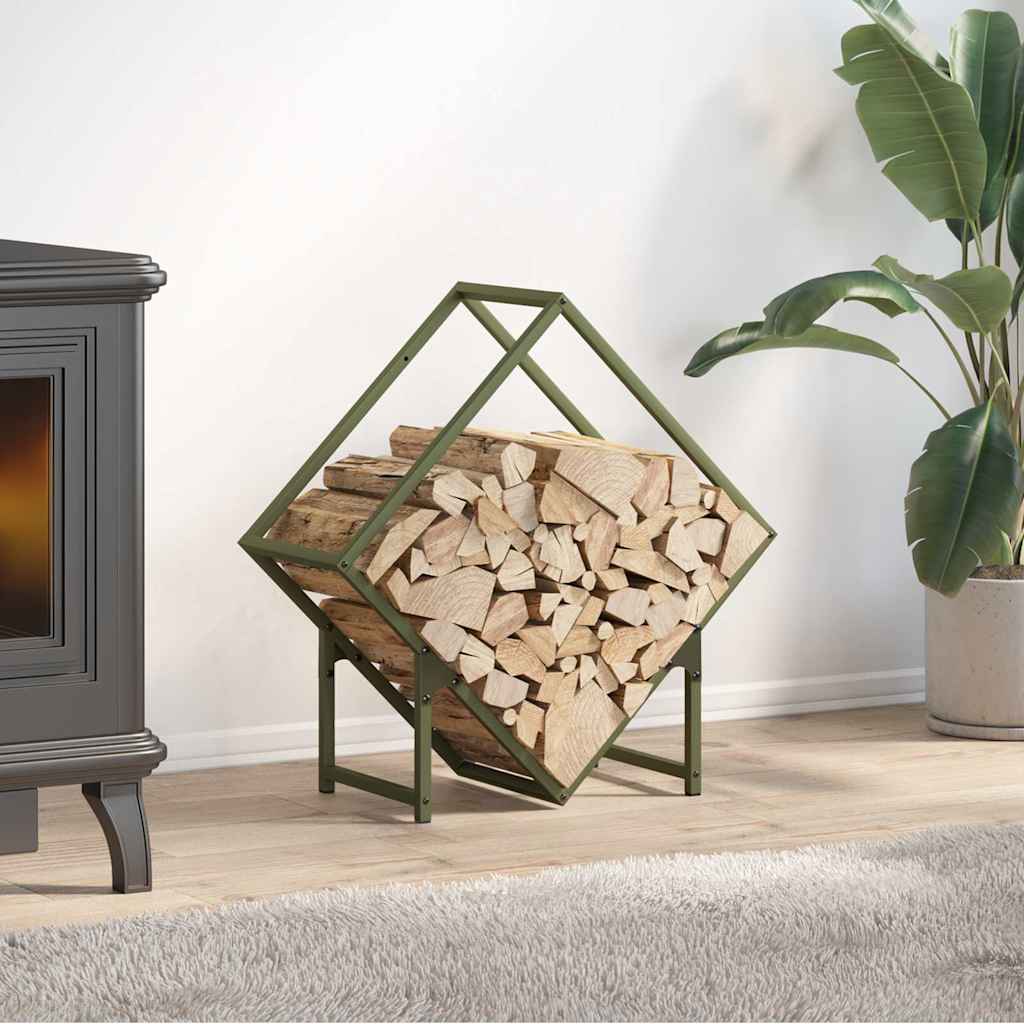 Brandhoutrek 60x25x60 cm koudgewalst staal olijfgroen is nu te koop bij PeponiXL, paradijselijk wonen!