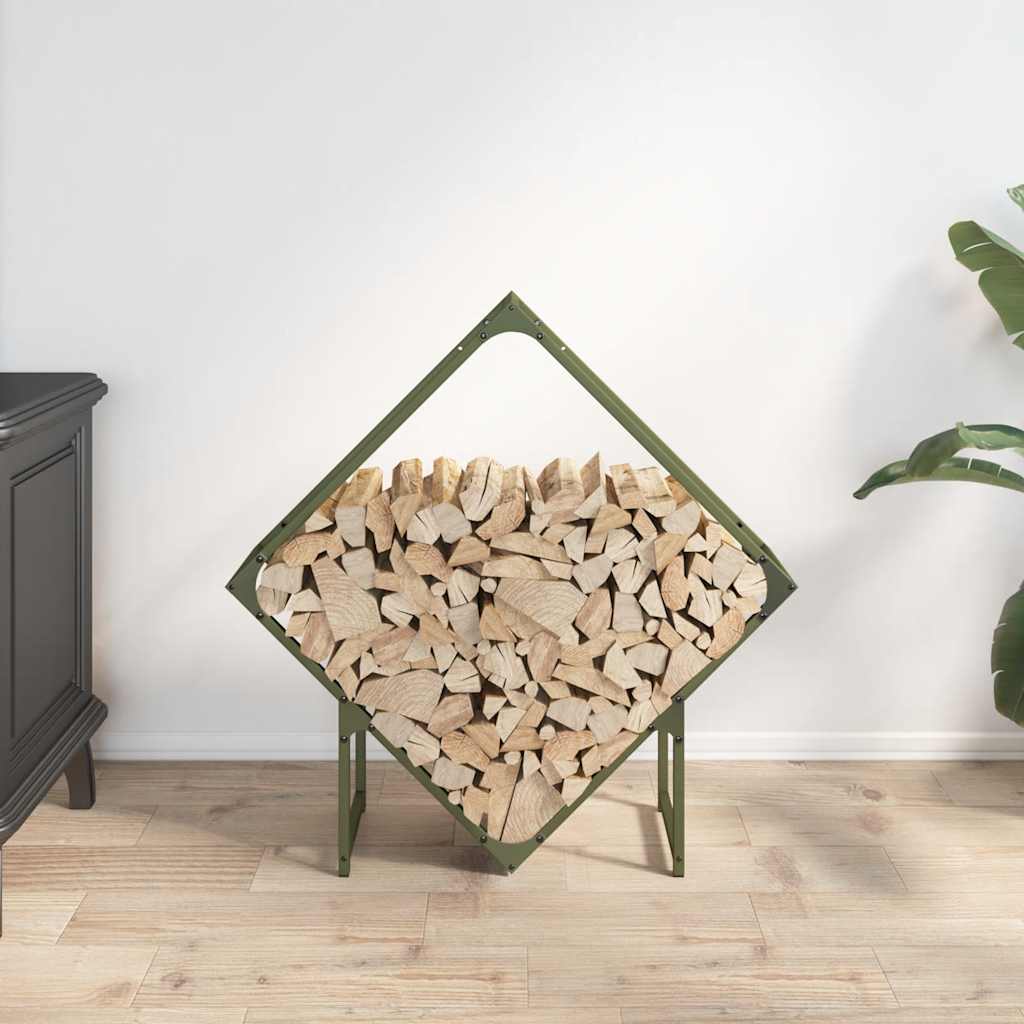 Brandhoutrek 80x25x80 cm koudgewalst staal olijfgroen is nu te koop bij PeponiXL, paradijselijk wonen!