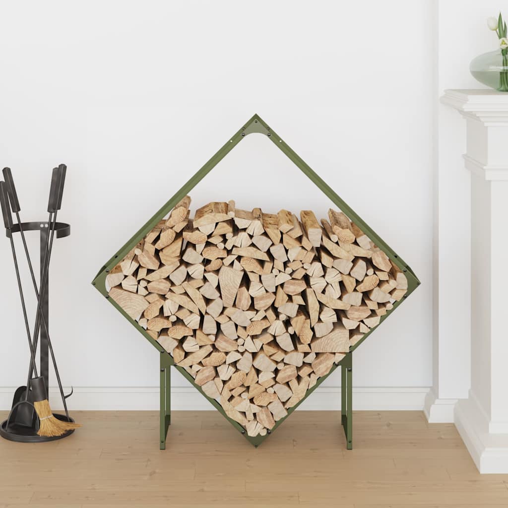 Brandhoutrek 100x25x100 cm koudgewalst staal olijfgroen is nu te koop bij PeponiXL, paradijselijk wonen!