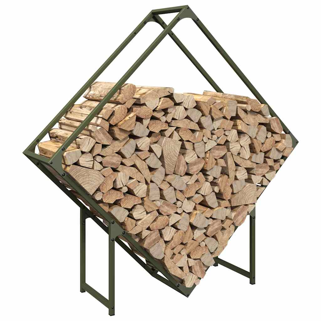 Brandhoutrek 100x25x100 cm koudgewalst staal olijfgroen is nu te koop bij PeponiXL, paradijselijk wonen!