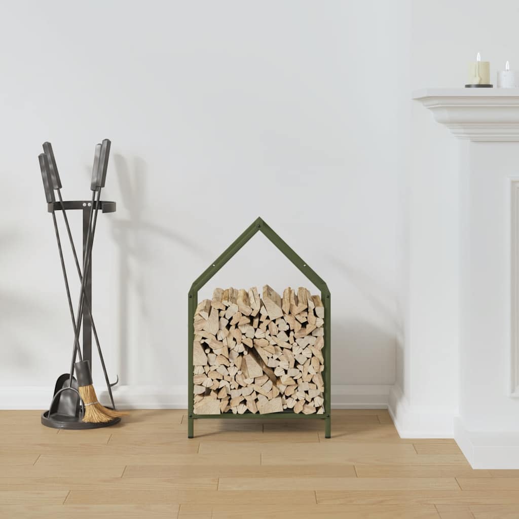 Brandhoutrek 40x25x60 cm koudgewalst staal olijfgroen is nu te koop bij PeponiXL, paradijselijk wonen!