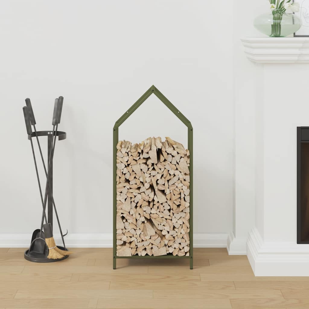 Brandhoutrek 40x25x90 cm koudgewalst staal olijfgroen is nu te koop bij PeponiXL, paradijselijk wonen!