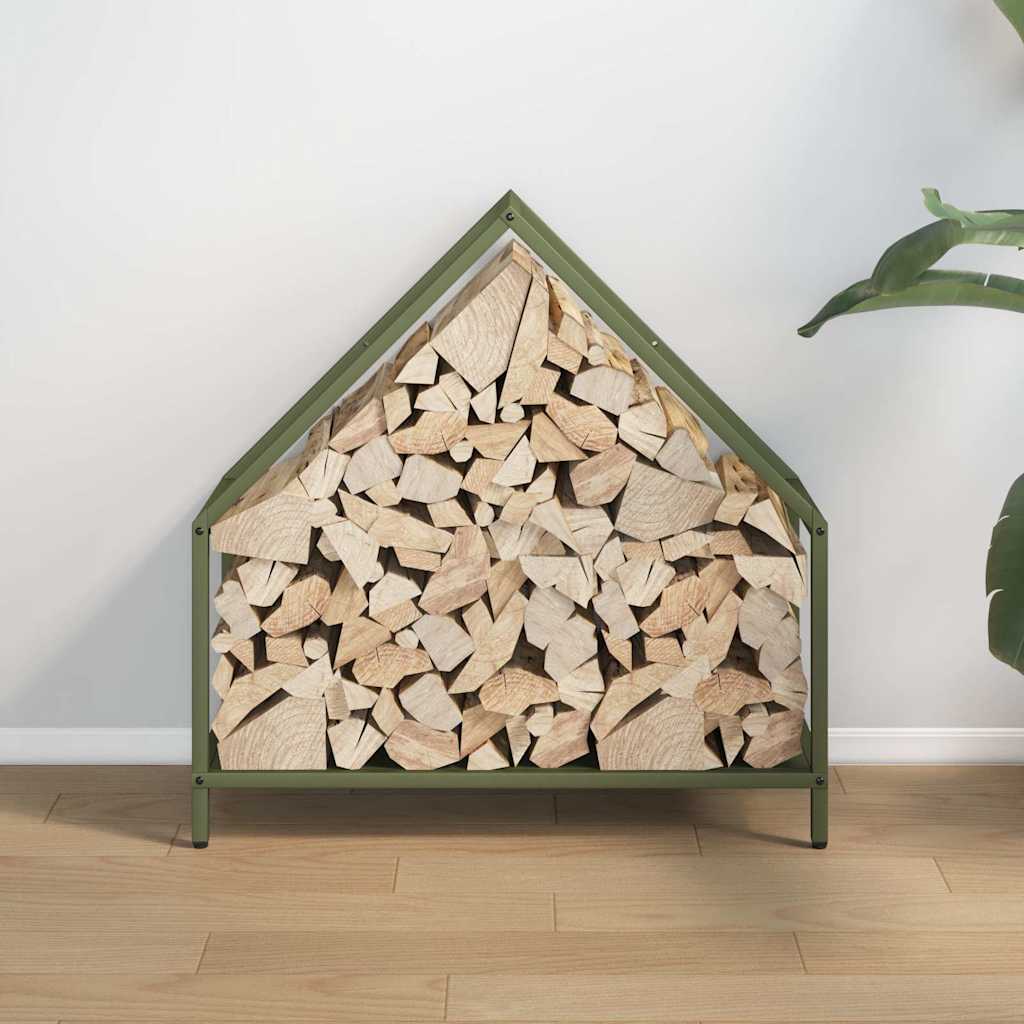 Brandhoutrek 60x25x60 cm koudgewalst staal olijfgroen is nu te koop bij PeponiXL, paradijselijk wonen!