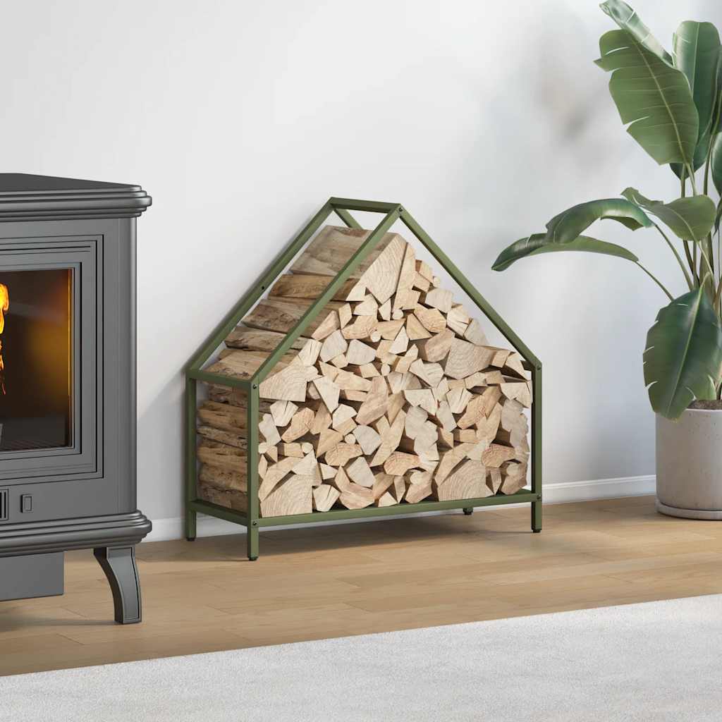 Brandhoutrek 60x25x60 cm koudgewalst staal olijfgroen is nu te koop bij PeponiXL, paradijselijk wonen!