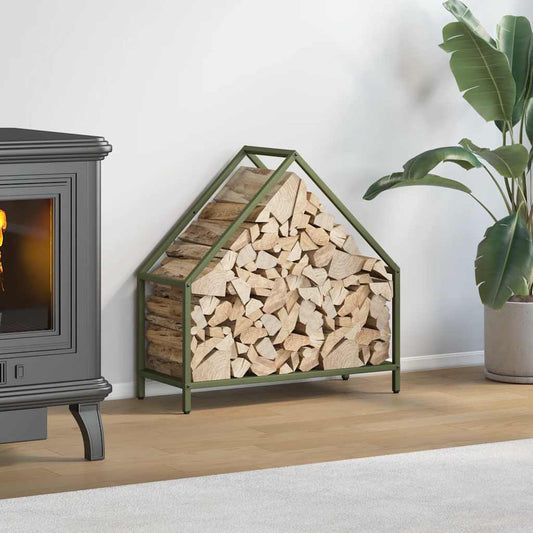 Brandhoutrek 60x25x60 cm koudgewalst staal olijfgroen is nu te koop bij PeponiXL, paradijselijk wonen!