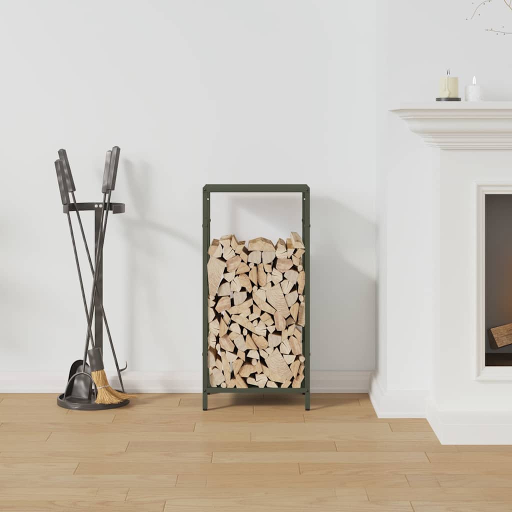 Brandhoutrek 34x25x70 cm koudgewalst staal olijfgroen is nu te koop bij PeponiXL, paradijselijk wonen!