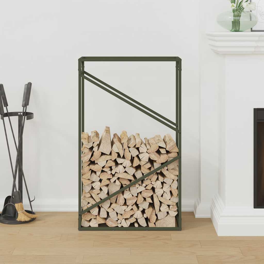 Brandhoutrek 60x25x100 cm koudgewalst staal olijfgroen is nu te koop bij PeponiXL, paradijselijk wonen!