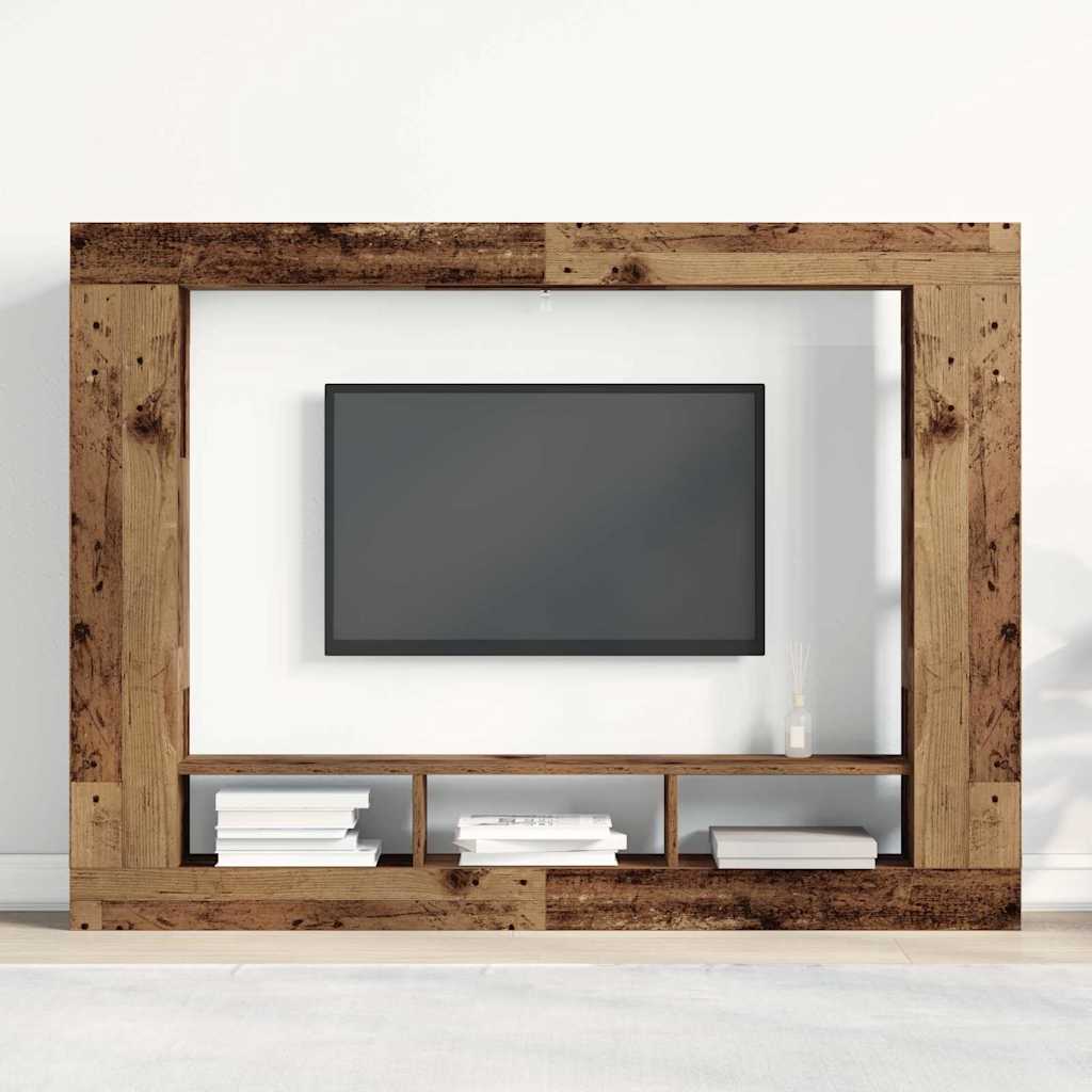 TV-kast Wandgemonteerd Oud hout 152 x 22 x 113 cm Bewerkt hout is nu te koop bij PeponiXL, paradijselijk wonen!
