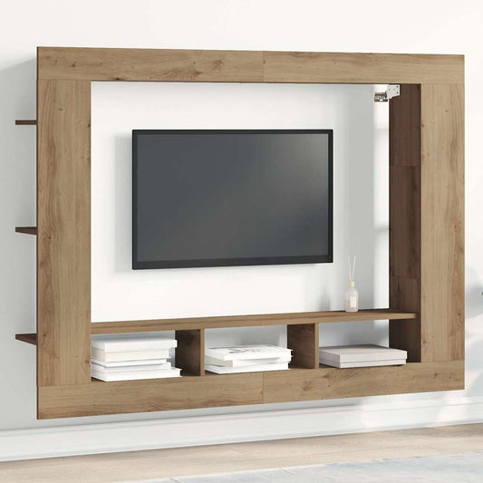 TV-kast artisanaal eikenkleurig 152 x 22 x 113 cm Bewerkt hout is nu te koop bij PeponiXL, paradijselijk wonen!
