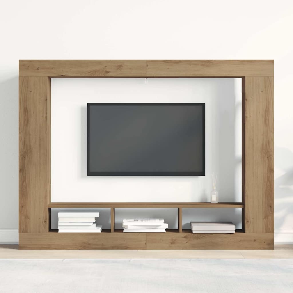 TV-kast artisanaal eikenkleurig 152 x 22 x 113 cm Bewerkt hout is nu te koop bij PeponiXL, paradijselijk wonen!