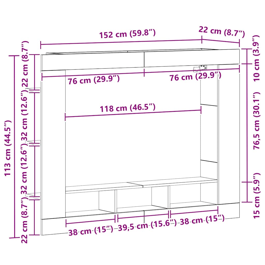 TV-kast artisanaal eikenkleurig 152 x 22 x 113 cm Bewerkt hout is nu te koop bij PeponiXL, paradijselijk wonen!
