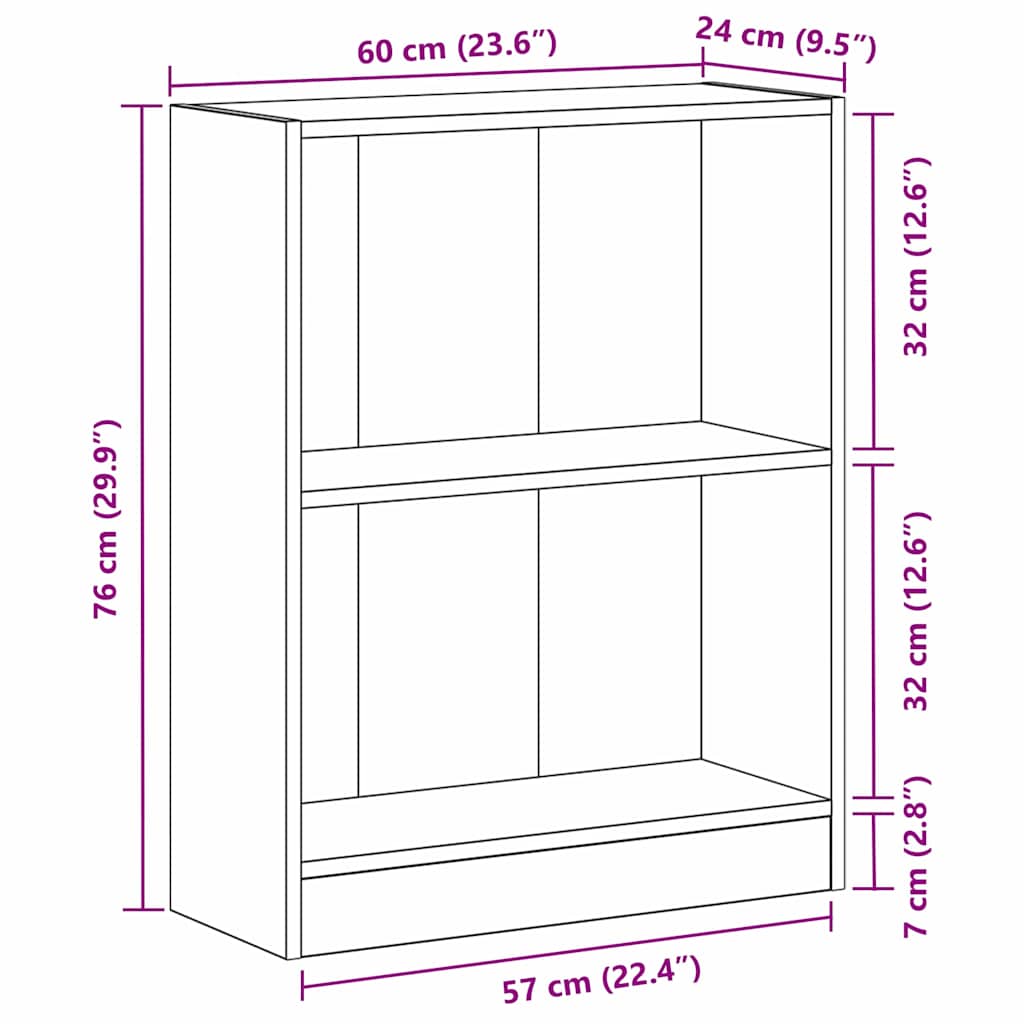Boekenkast Zwart Eiken 60 x 24 x 76 cm Bewerkt hout is nu te koop bij PeponiXL, paradijselijk wonen!