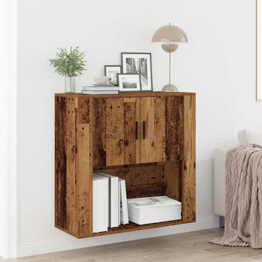 Wandkast met plank Oud Hout 80 x 33 x 80 cm Bewerkt hout is nu te koop bij PeponiXL, paradijselijk wonen!