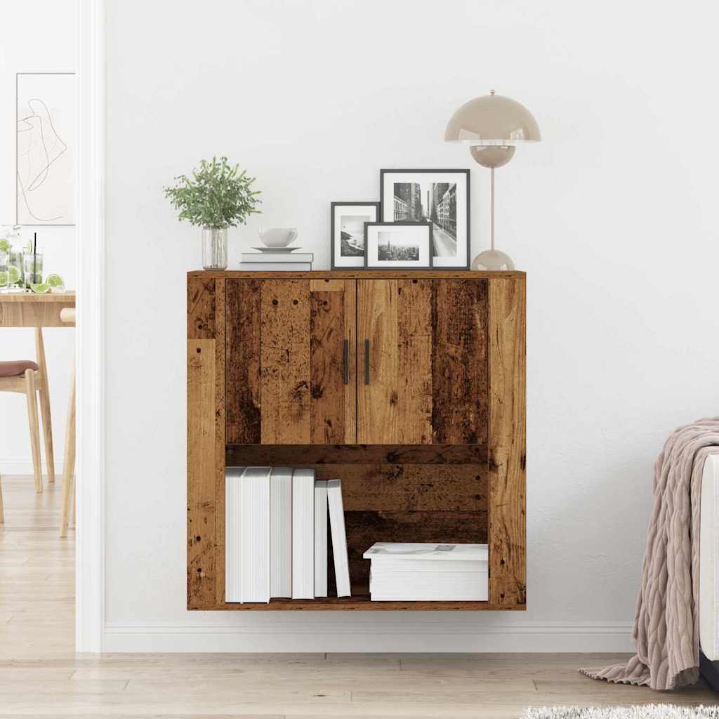 Wandkast met plank Oud Hout 80 x 33 x 80 cm Bewerkt hout is nu te koop bij PeponiXL, paradijselijk wonen!