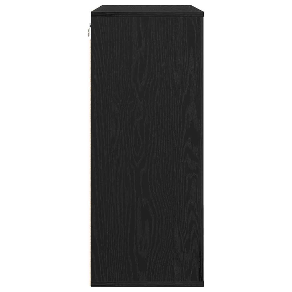 Wandkast met plank Zwart eiken 80 x 33 x 80 cm Bewerkt hout is nu te koop bij PeponiXL, paradijselijk wonen!